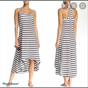 SPANX Black/White Stripe Racernack Halter Dress